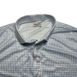 Collars and Co Men's Semi Spread Collar Shirt Size LT Tall Thin Navy Check